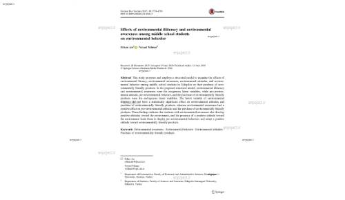 Effects of environmental illiteracy and environmental awareness among middle school students on environmental behavior